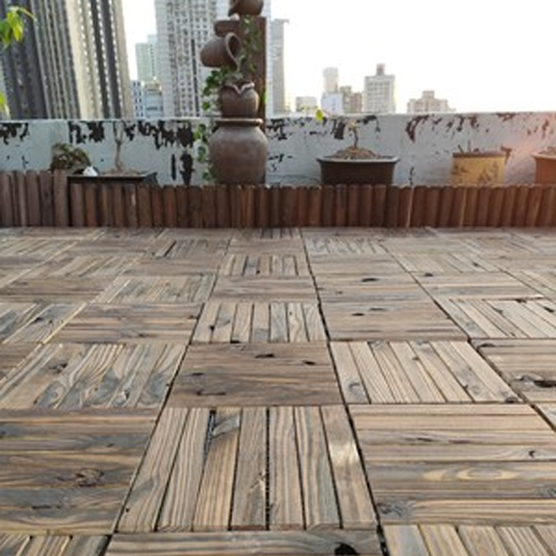 Indoor and Outdoor DIY Solid Wood Board Floor Renovation Anticorrosive Carbonized Solid Wood DIY Board for Balcony Garden Courty