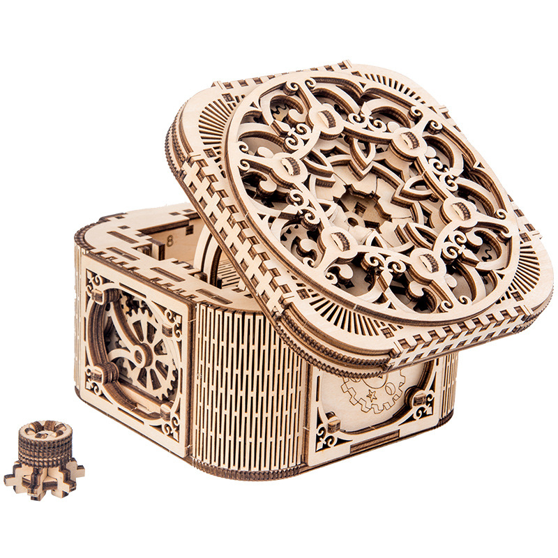 DIY Laser Cutting 3D Puzzle Wooden Jewelry Box Assembled Creative Toy Mechanical Transmission Model