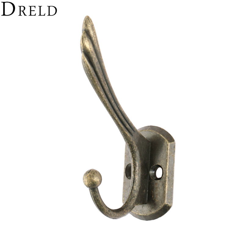 DRELD 1pc Antique Bronze Hooks Zinc Alloy Wall Hanger Hat Coat Robe Hooks Bathroom Kitchen Hooks Hanger Furniture Hardware