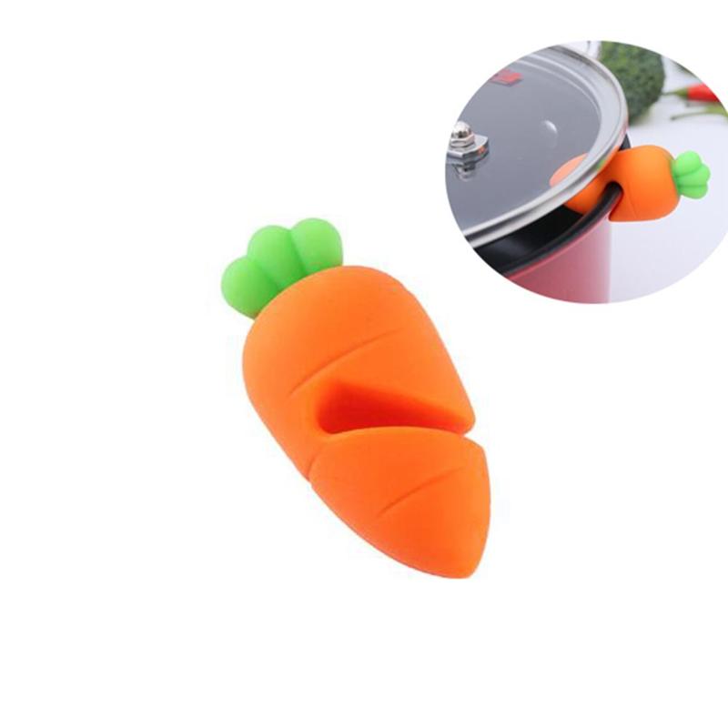 2pcs/4pcs Silicone Carrot Design Spill-Proof Pot Lid Rack Overflow Stoppers Pot Cover Lifter For Kitchen Specialty Tool