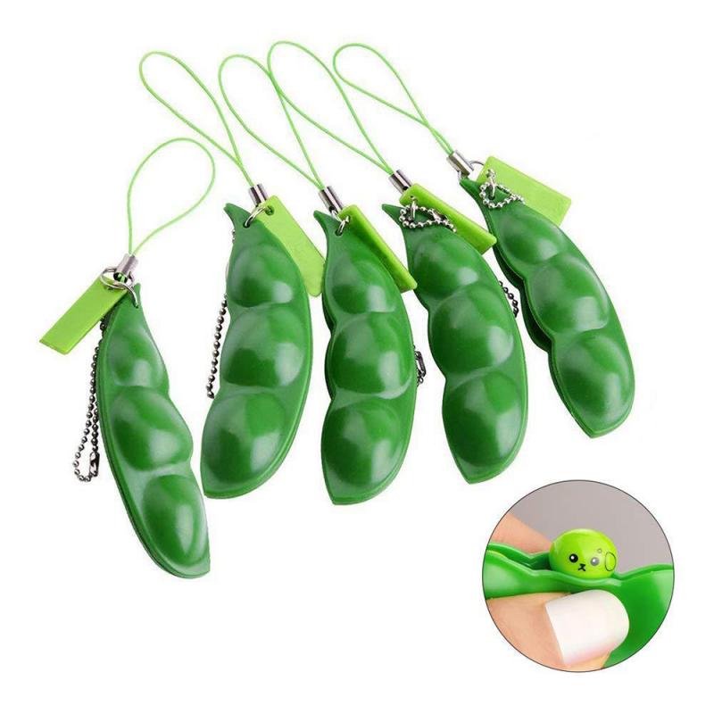 Antistress For Hands Infinite Squeeze Edamame Bean Pea Expression Chain Key Pendant Stress Relief Decompression Toys Antistress