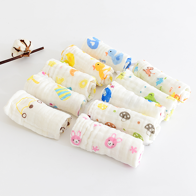 4pcs/Lot Baby Handkerchief Square Fruit Pattern 28x28cm Muslin Cotton Infant Face Towel Wipe Cloth