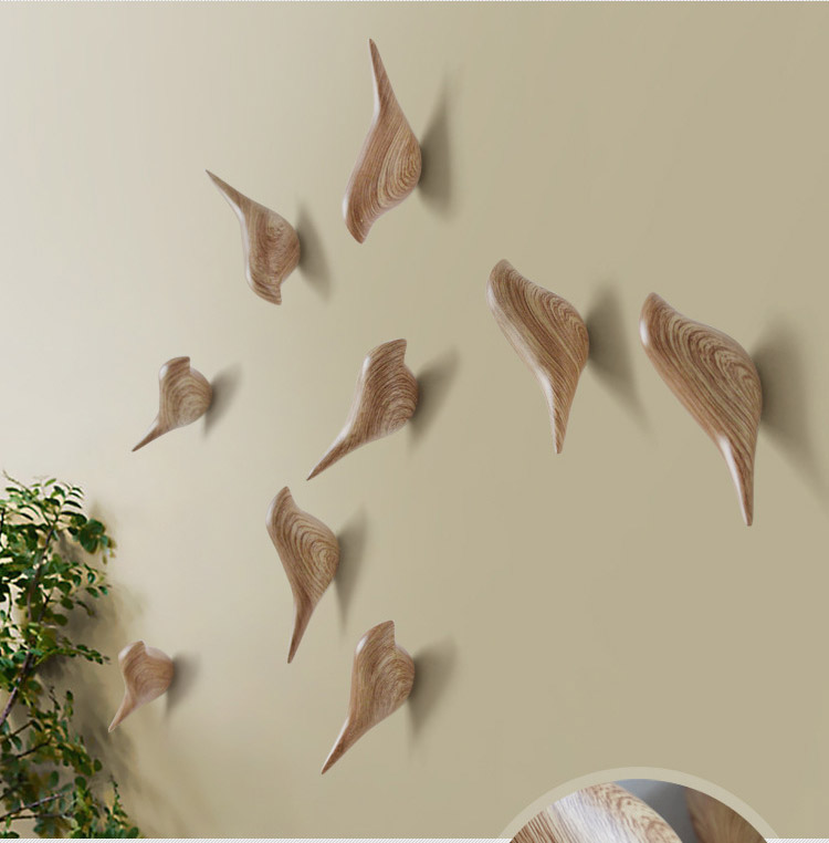 1PC Creative Bird Wall Hooks Home Decoration Resin Wood Grain Storage Rack Bedroom Door After Coat Hat Hanger Coat Holder ME 022