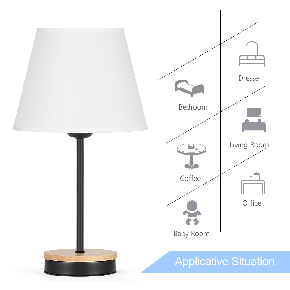 Nightstand Desk Lamps with White Fabric Lampshade