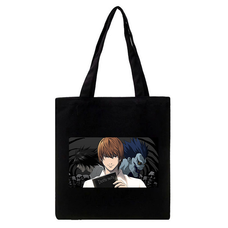 Death Note Anime Fashion Canvas Bag Shopper Harajuku Goth Punk Large Capacity Women's bags Casual Shoulder Bag Vintage Handbag