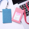 Simple Student Lanyard Card Holder Pu Id Certificate Bus Door Credit Card Bag for Girls Zipper Coin Purses Office Supplies
