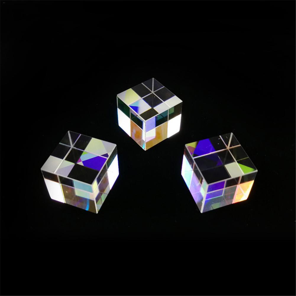 NEW Prism Six-Sided Bright Light Combine Cube Prism Stained Glass Beam Splitting Prism Optical Experiment Instrument #20