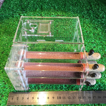 DIY Acrylic Glass Ant Farm with Feeding Area Ant Nest Ants House Factory Workshop Insect 6 Test Tubes Pet Anthill 15*14.5*8.5cm
