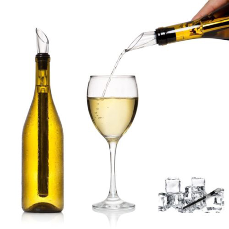 Stainless Steel Ice Wine Chiller Stick with Wine Pourer Cooling Stick Cooler Beer Beverage Frozen Stick Ice Cooler Bar Tool