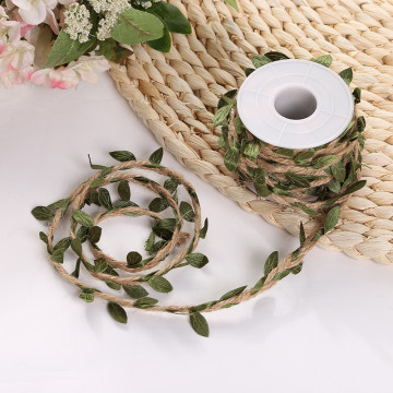 5 Meter Simulation Green Leaves Weaving Hemp Rope DIY Wedding Birthday Wedding Decoration Bouquet Packaging Rope