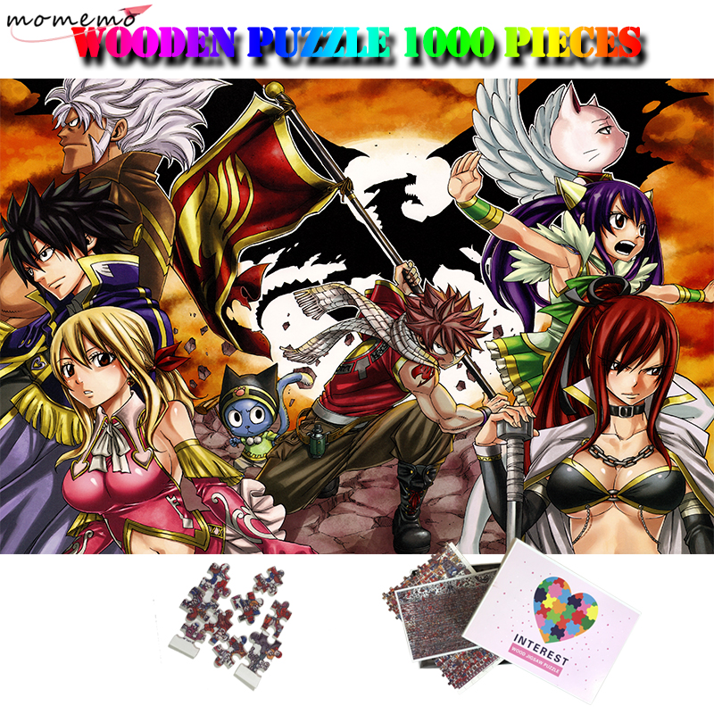 MOMEMO Fairy Tail Wooden Puzzles for Adults Cartoon Anime 1000 Pieces Jigsaw Picture Puzzle Games Toys for Kids Education Gifts