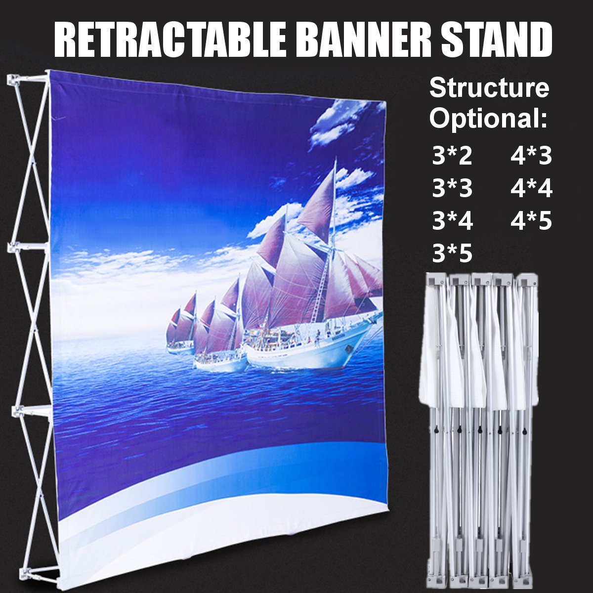 Aluminum Alloy Display Banner Stand Retractable Nylon Display Banner Stand Paste Stand Flower Wall Frame Backdrop Banner Rack