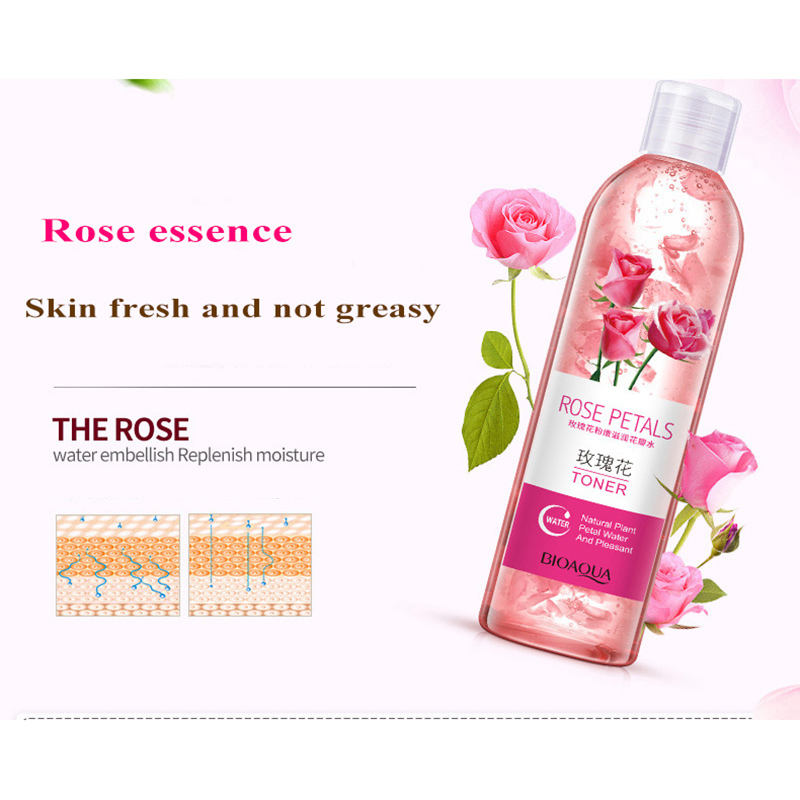 BIOAOUA 250ml Rose Petals Essence Face Toners Shrink Pores Anti-Aging Whitening Moisturizing Oil Control Skin Care Toner