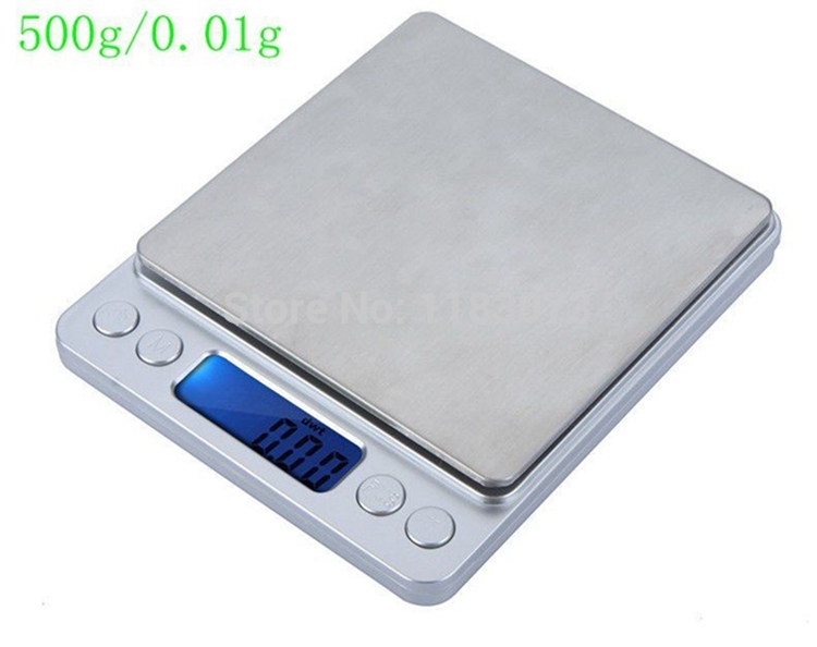 500g 0.01g Digital Pocket Jewelry Scale 500G 0.01 Food Kitchen Weighing Bench Scales LCD Cookie Gram Measure Tools Two Trays