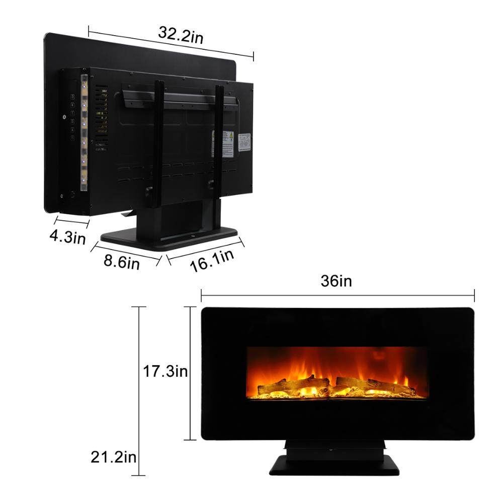 Electric Fireplace Stove Indoor Space Heater For Winter Colorful Flame With Remote Control36 inch 1400W Wall Hanging Newest