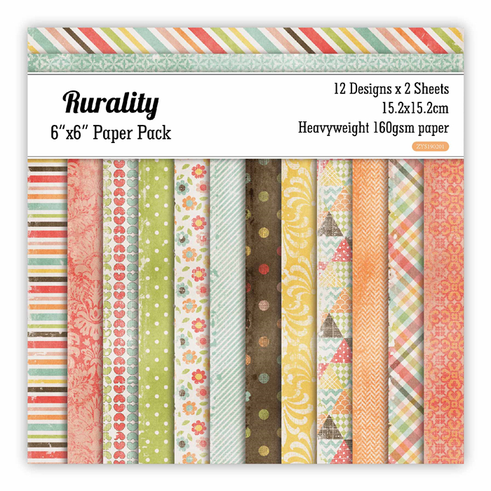 Rurality Scrapbooking paper pack of 24 sheets handmade craft paper craft Background pad 89