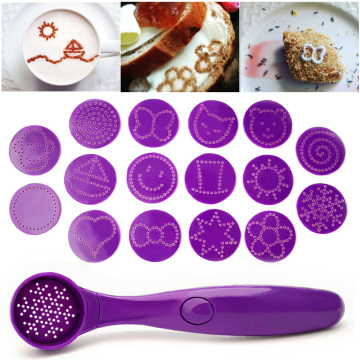 New Magic Spice Spoon Electric Coffee Cake Printing Spoon Cake Decorating Tools Portable Printing Machine With 16 Fancy Patterns