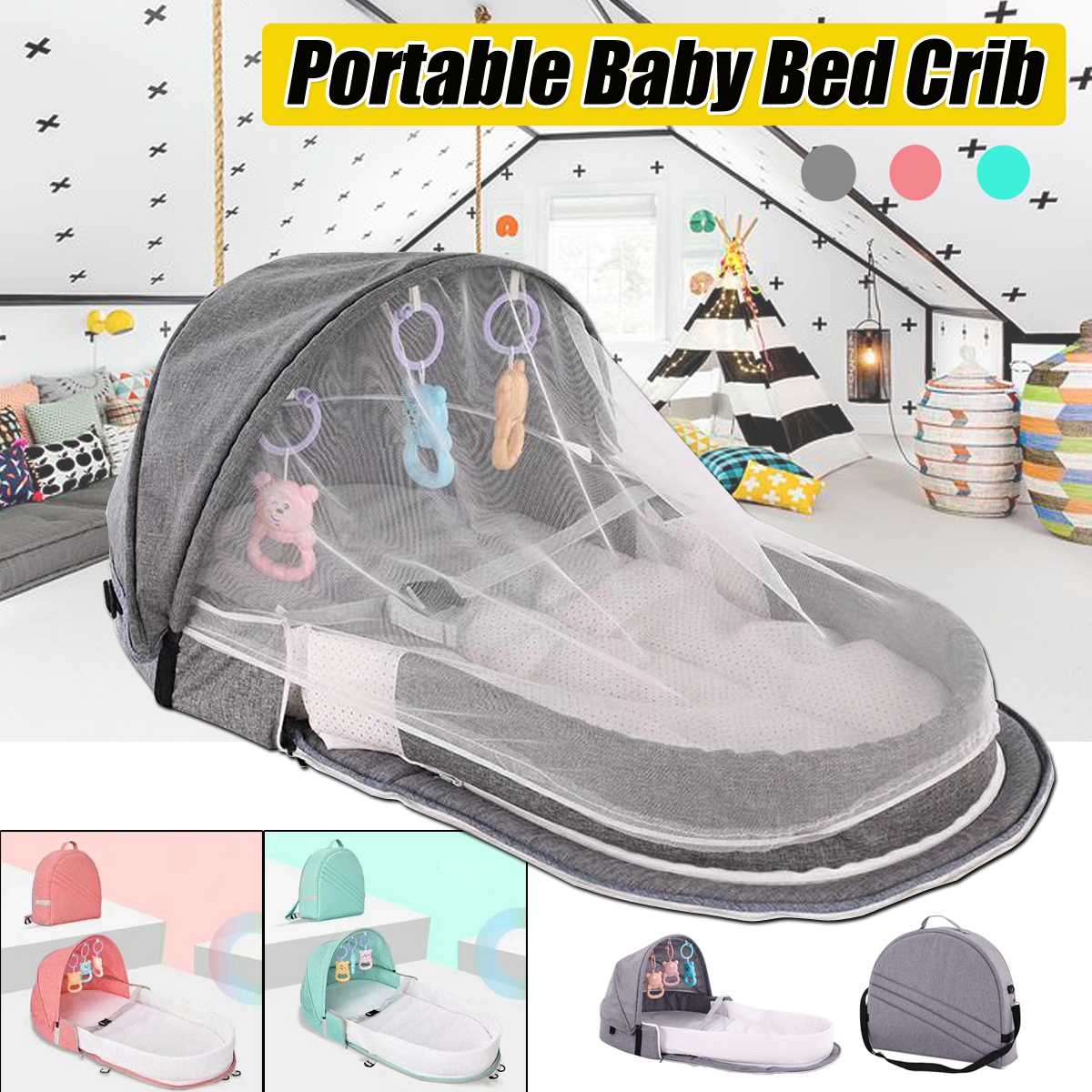 Portable Foldable Baby Bed Multi-function Mummy Bag Travel Baby Crib cot With Mosquito Net Breathable Infant Sleeping Basket