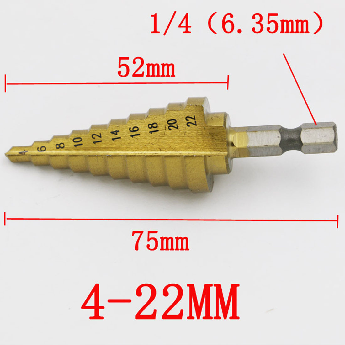 Drill Bit Set Step Cone Taper Hole Cutter 3-12mm/13mm 4-20mm/22mm/32mm Titanium Coated Metal Hex Stepped Drill Bits