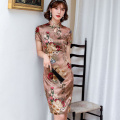 Cheongsam Dress Vintage Plus Size Chinese Traditional Dresses Floral Slim Dress Qipao for Women Party Cheongsam Wedding 8 Colors