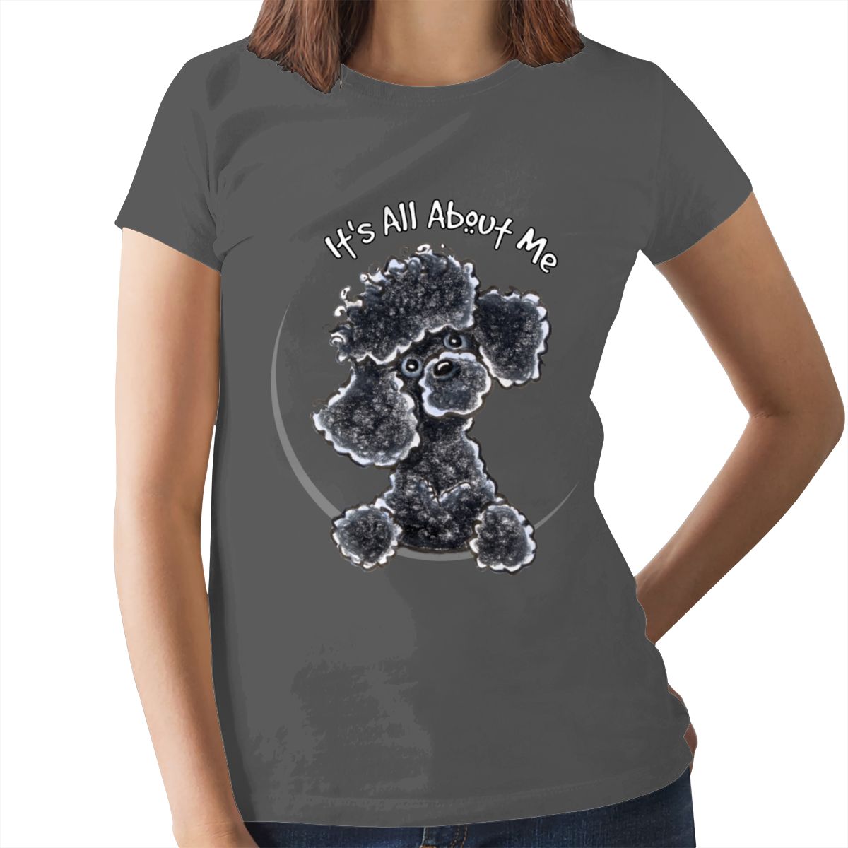 Poodle T-Shirt Black Toy Poodle IAAM Fitted T Shirt O Neck Print Women tshirt Black Ladies Tee Shirt