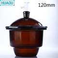 HUAOU 120mm Vacuum Desiccator with Ground - In Stopcock Porcelain Plate Amber Brown Glass Laboratory Drying Equipment