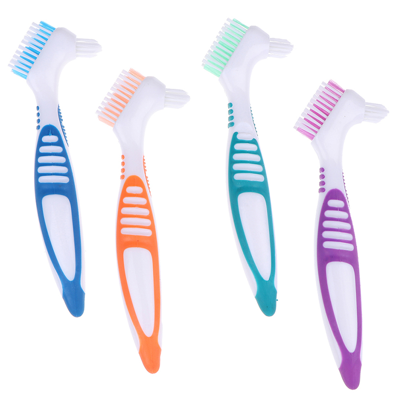 Toothbrush Ergonomic Denture Cleaning Multi-Layered Bristles False Teeth Brush