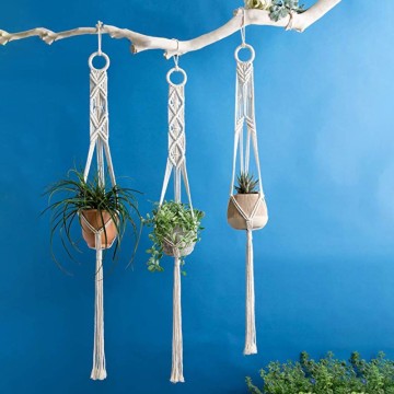 New Household Knotted Macrame Plant Hanger Flowerpot Basket Lifting Rope Hanging Basket Pot Holder Handmade Garden Tools