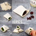 10pcs Cotton Teabags Strainer Tea Bags With String For Spice Food Separate Filter Bag 8 x 10cm