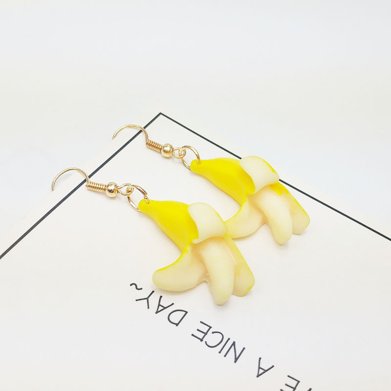 Trendy Lemon Yellow Banana Funny Earrings Sweet Fresh Fruit Acrylic korean Earrings For Women fashion Jewelry 2020