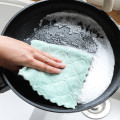 5PCS Kitchen Towel Double-sided Printing gray green 27X16 Coral Fleece Absorbent home cleaning dish towel Best Sale #GH