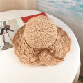 2019 women's Bowknot Foldable Summer Sun Hats Floppy Beach Wide Brim Straw Hat for Travel