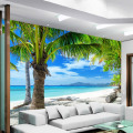 Beach Coconut Grove Mural Photo Wall Paper Living Room Bedroom Home Decor 3D Wallpapers Landscape Papel De Parede Para Quarto 3D