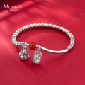 Modian Crystal Balls Cute Cat Lettering Geomatric Oval Light Beads 925 Sterling Silver Bracelet Bangle for Women Fine Jewelry