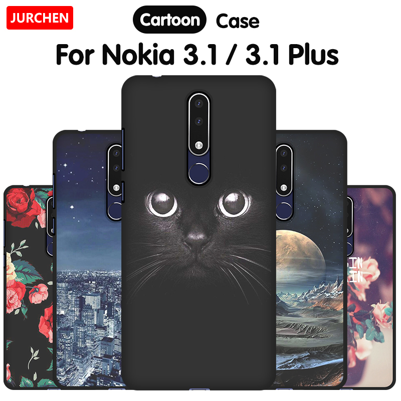 JURCHEN Phone Case For Nokia 3.1 Plus Case Cover Cute Cartoon Silicone Soft Back Cover Nokia3.1 For Nokia 3.1 Plus 2018 Case Bag