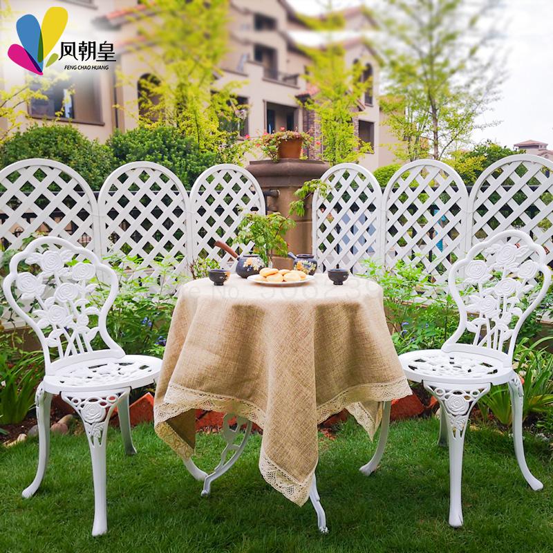 800 Cast aluminum balcony table and chair combination outdoor garden chair European outdoor terrace courtyard small coffee table