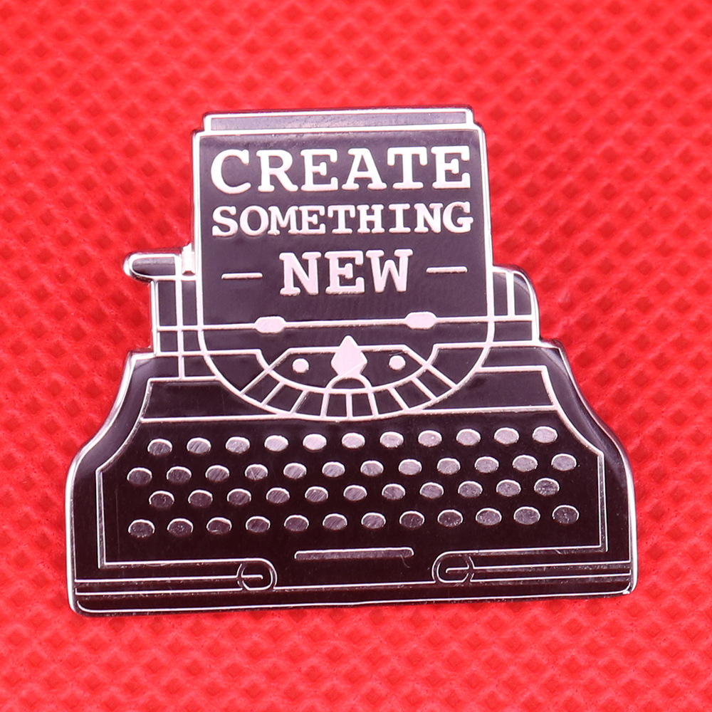 Create something new enamel pin vintage craft creative typewriter brooch black art badge designer maker jewelry gifts