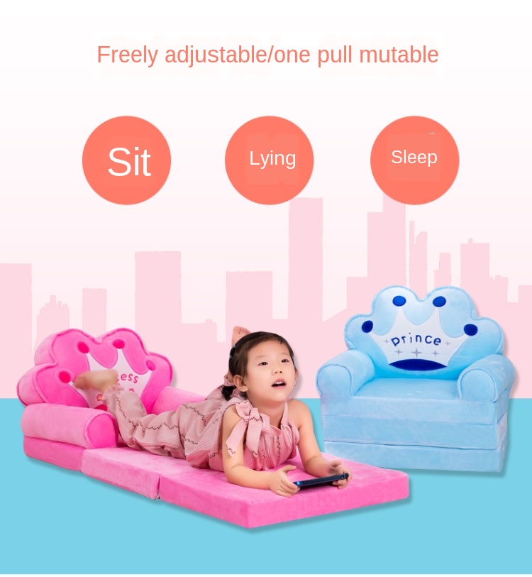 3 layers Only Cover NO Filling Baby Kids Sofa Fashion Cartoon Crown Seat Child Chair Toddler Children Cover for Sofa Folding