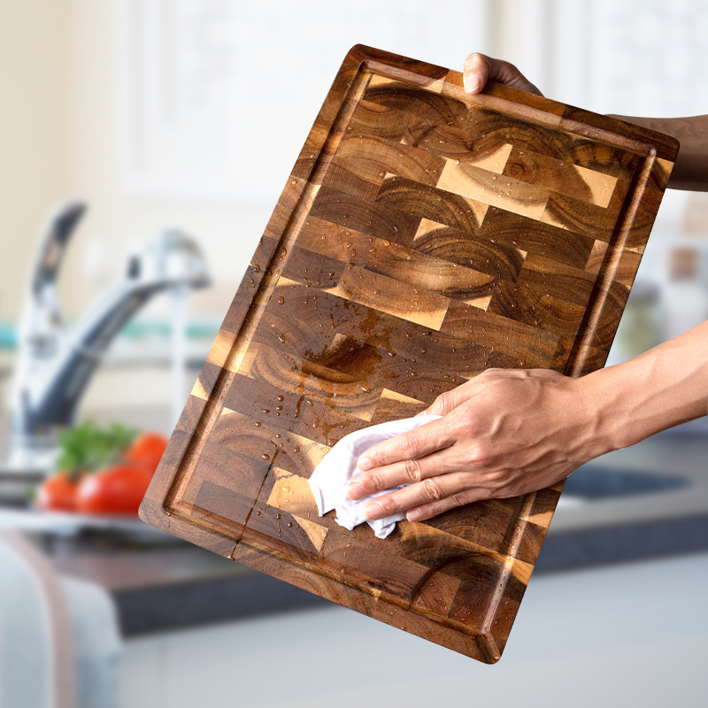 Premium Acacia Wood Cutting Board 14 X 9 X 1 Inch with Hand Grips Solid Sturdy Chopping Serving Tray Platter Perfect Gift
