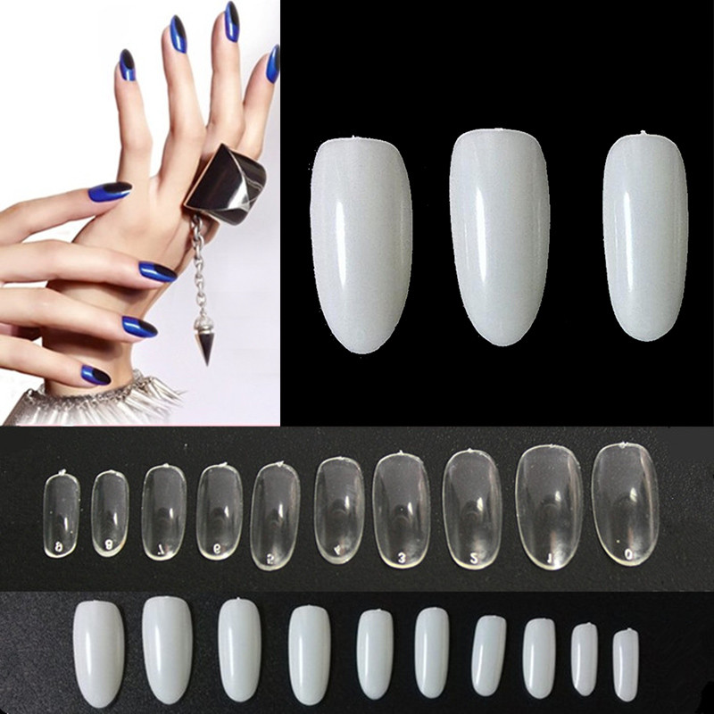 500pcs White Round False Nail Art Tips Full Cover Acrylic Fake Nails French Design Manicure Fingernails Faux Ongles