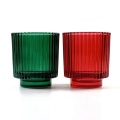 Vertical line design colorfule glass candle holder home decor candle jar