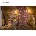 Laeacco Christmas Tree Wood Board Brick Wall Photo Backdrop Star Light Curtain Chair Photography Backgrounds For Photo Studio