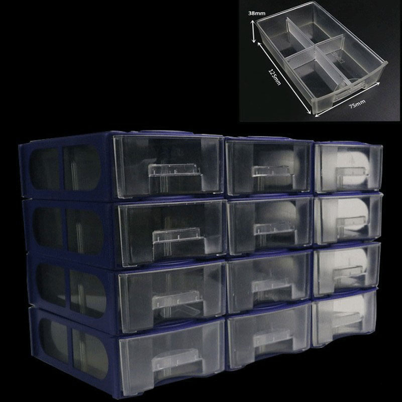 12PC/Set Drawer type component box organizers Tool Box Container Hardware Drill screw parts storage box