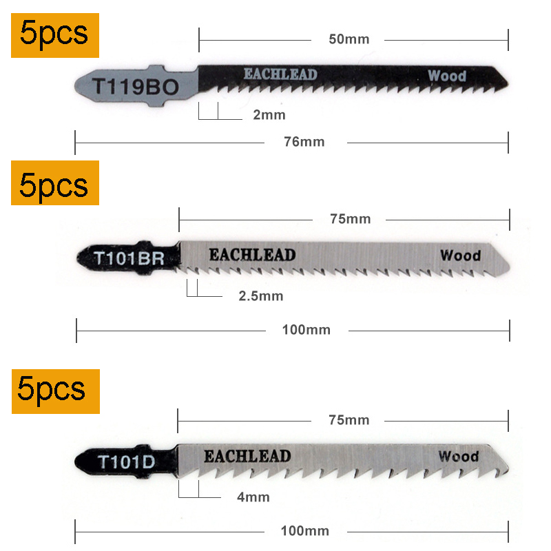 5pcs/set HCS 6T Jig Saw Blades for Fast Cutting Straight Cutting T101B/T101BR/T101D T119BO Jigsaw Blades