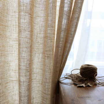Modern Linen semi-shading ramie curtain Chinese Style Norse hemp yarn pure color cotton linen curtain custom gauze curtain yarn