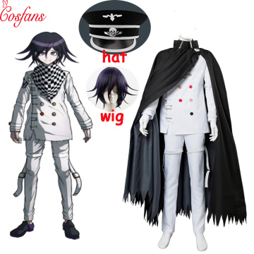 6PCS Anime Danganronpa V3 Ouma kokichi Cosplay Costume Japanese Game School Uniform Suit Outfit Suit hat and wig free delivery