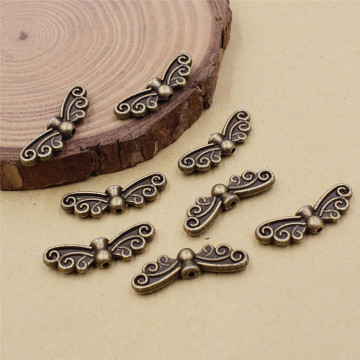 7x22mm Zinc Alloy Bronze Tone wing Beads For Necklace Bracelet DIY Jewelry Making Accessories Hole:1mm 50pcs/lot K05492