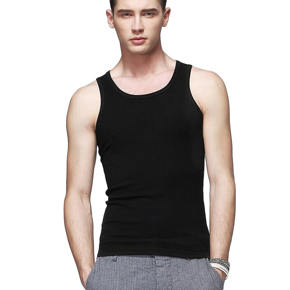 Men's Tank Tops Vest Undershirt Sleeveless Gym Fitness Casual Summer Casual V-neck Solid Color Vest Black White Gray Tank Tops