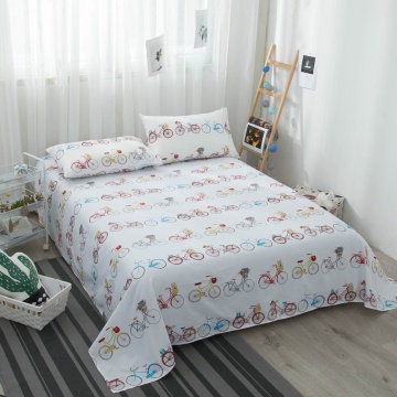 Cartoon style printed bed sheet microfiber fabric flat sheet for home hotel bedding