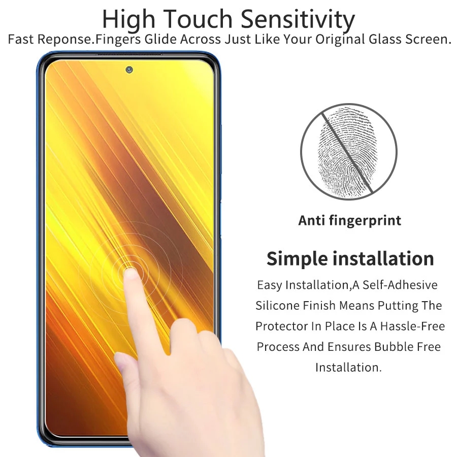 3 Pcs Tempered Glass For Xiaomi Poco X3 NFC F2 Pro X2 F1 Screen Protector For Redmi Note 9 8 7 Pro 9s 8T 9A 9C 8A 7A Glass Film